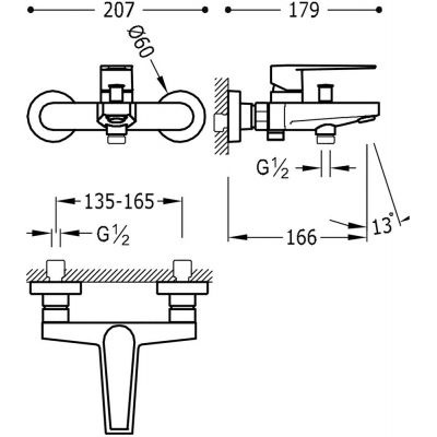 Bateria wannowo prysznicowa ścienna CLASS Bateria wannowo prysznicowa ścienna CLASS