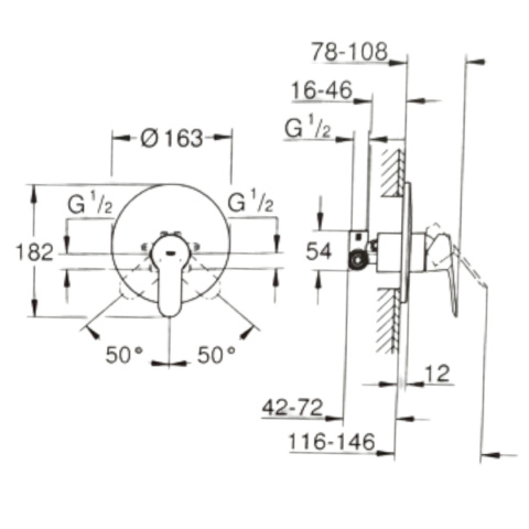 Bateria prysznicowa jednouchwytowa GROHE Bauedge Bateria prysznicowa jednouchwytowa GROHE Bauedge