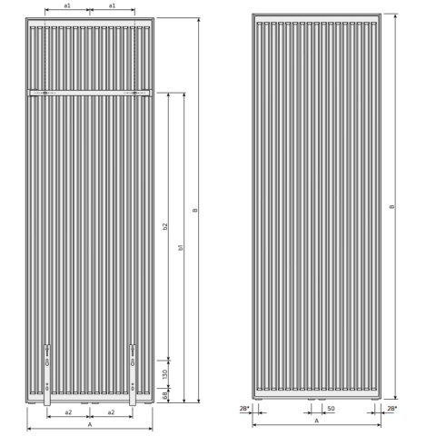 Grzejnik dekoracyjny pionowy Purmo KOS V 2100x750 Grzejnik dekoracyjny pionowy Purmo KOS V 2100x750