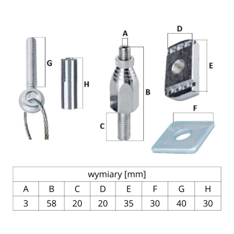 Zawiesie linkowe EXAR SKK (śr. liny 2 mm; dł. liny 3 m) Zawiesie linkowe EXAR SKK (śr. liny 2 mm; dł. liny 3 m)