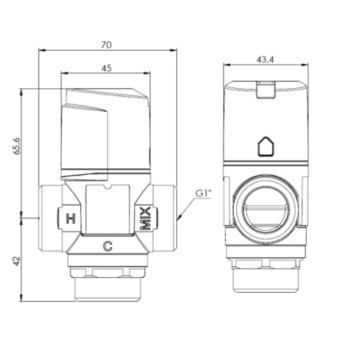 Termostatyczny zawór mieszający ATM 563 DN20 G1'' PN10 Termostatyczny zawór mieszający ATM 563 DN20 G1'' PN10