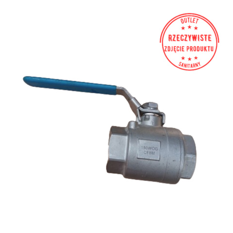 Zawór kulowy dwuczęściowy kwasoodporny DN40 1 1/2'' z rączką Zawór kulowy dwuczęściowy kwasoodporny DN40 1 1/2'' z rączką